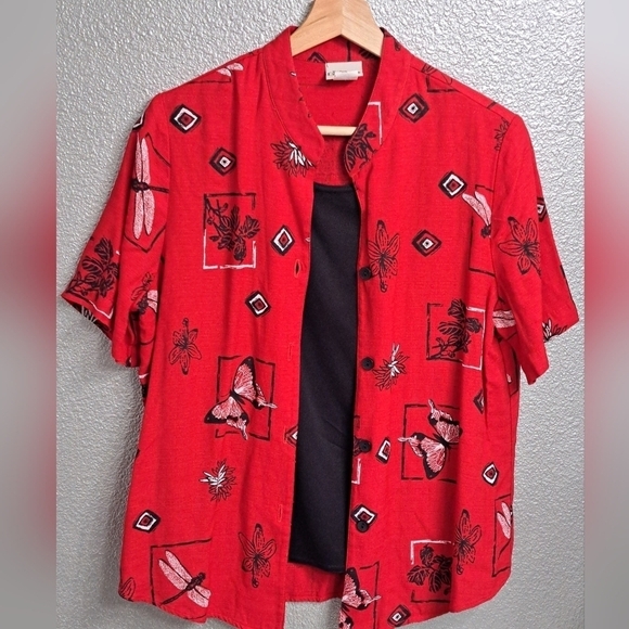 Mandarin Style Top With Attached Tank Top   Size L - Picture 4 of 8